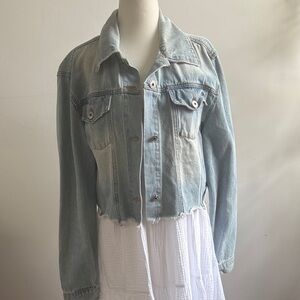 Love Tree Light Wash Blue Cropped Denim Jacket